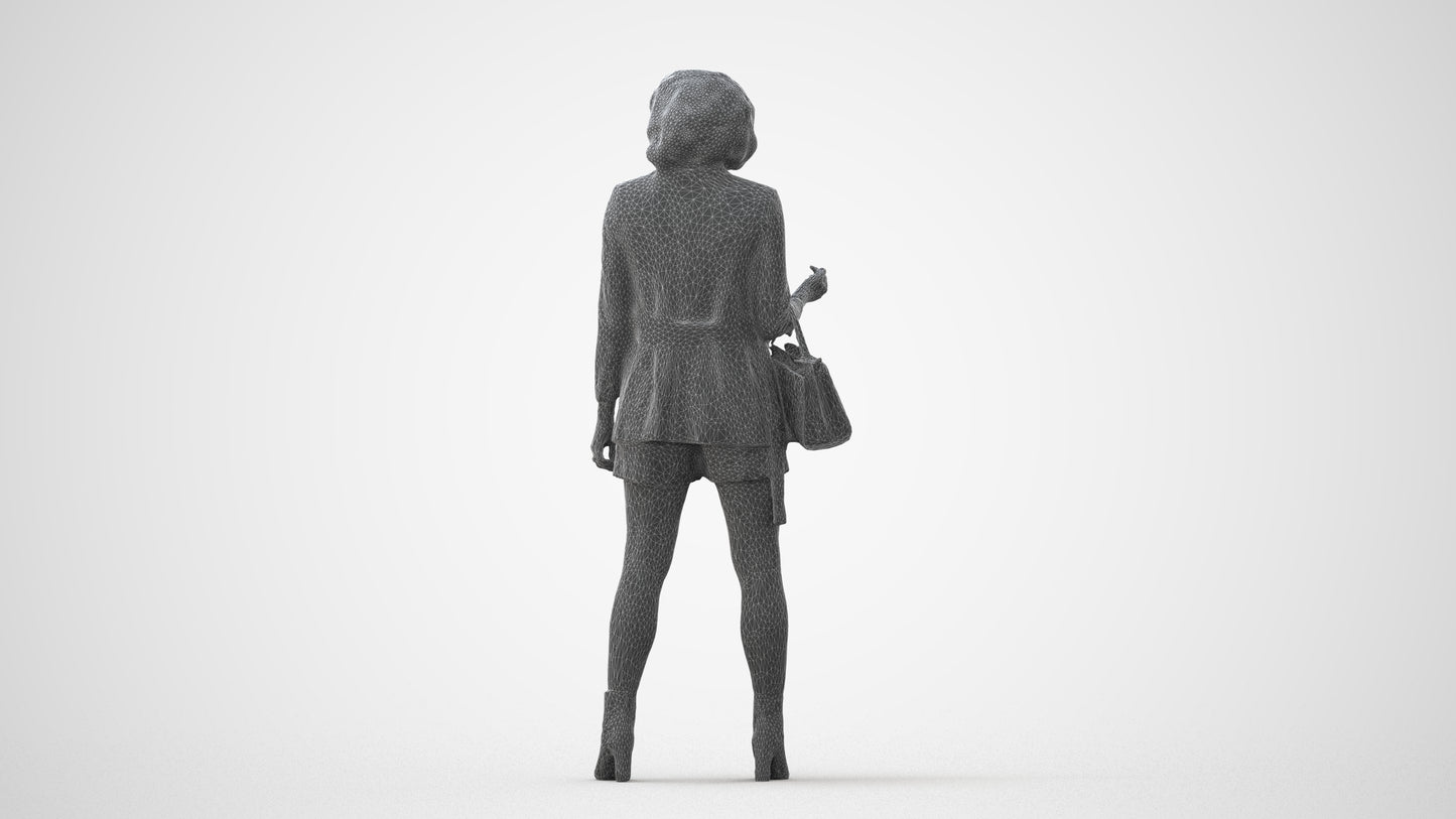 realistic 3D woman business standing, scanned archviz people for Blender and 3ds Max, square thumbnail