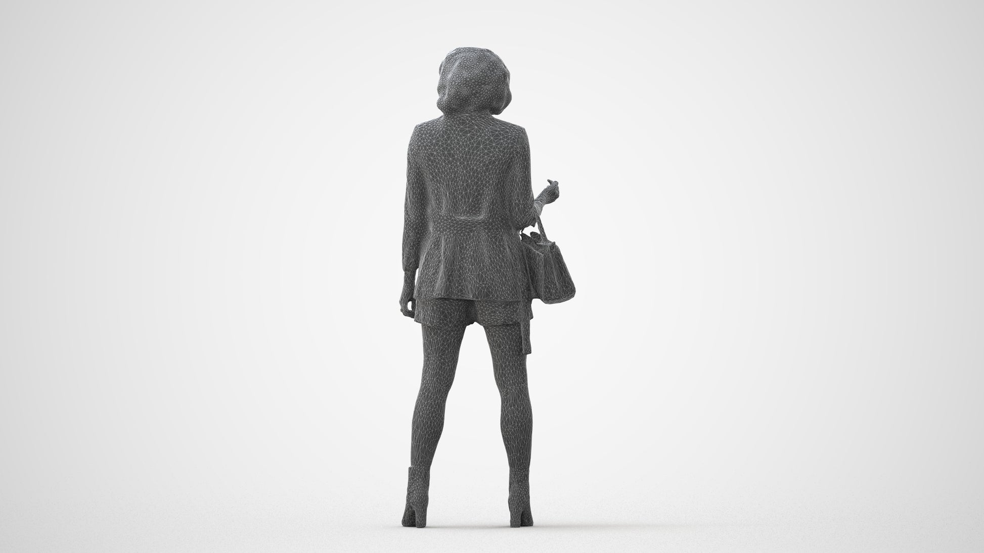 realistic 3D woman business standing, scanned archviz people for Blender and 3ds Max, square thumbnail