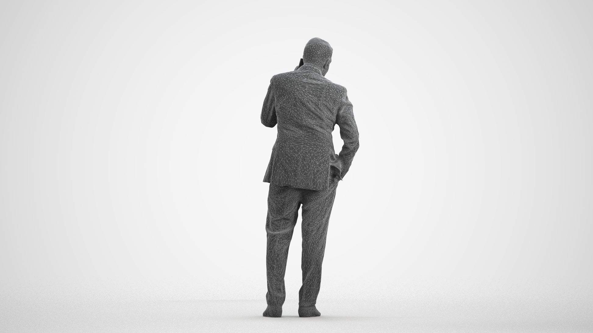 scanned 3D senior man business, photogrammetry people for Enscape and V-Ray, wireframe front view
