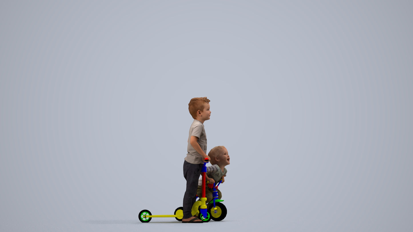 realistic 3D people boy casual kids, render-ready for V-Ray and Corona, FBX OBJ, side view render