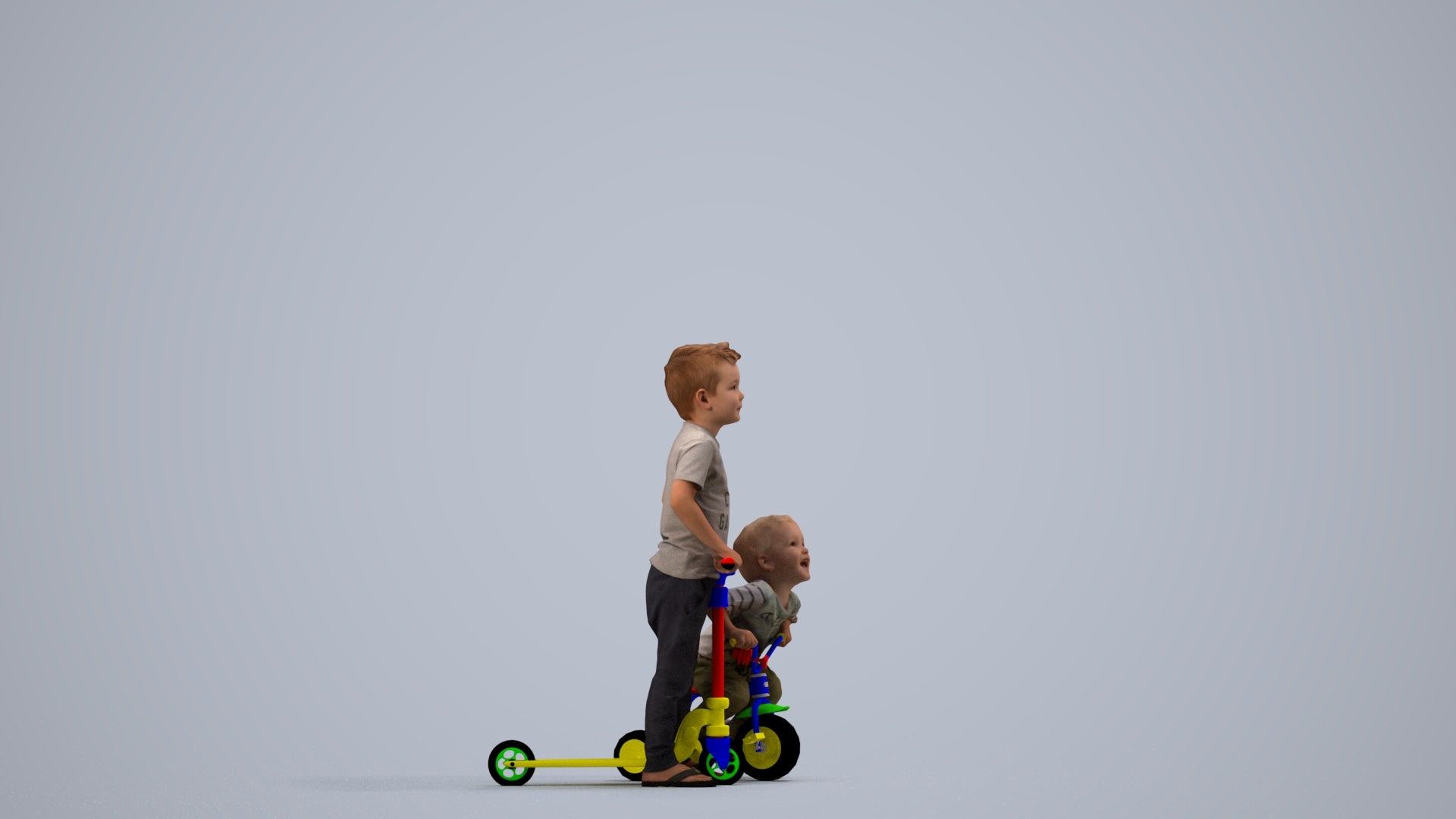 realistic 3D people boy casual kids, render-ready for V-Ray and Corona, FBX OBJ, side view render