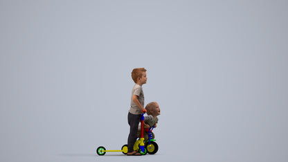realistic 3D people boy casual kids, render-ready for V-Ray and Corona, FBX OBJ, side view render