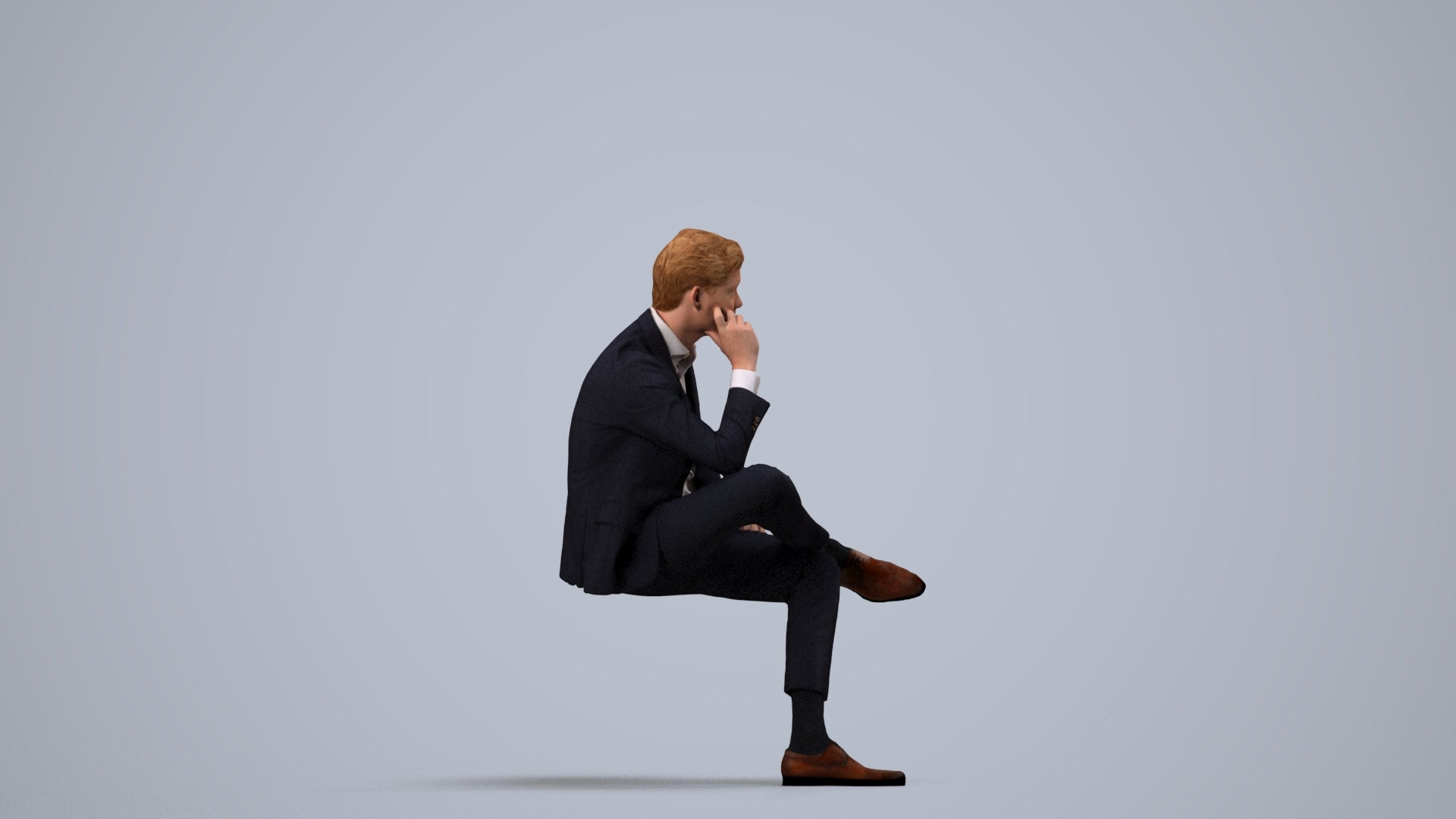 photogrammetry 3D man business, realistic human model archviz FBX, side view render