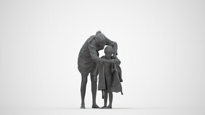 3D people model girl kids, scanned human for 3ds Max rendering, wireframe back view