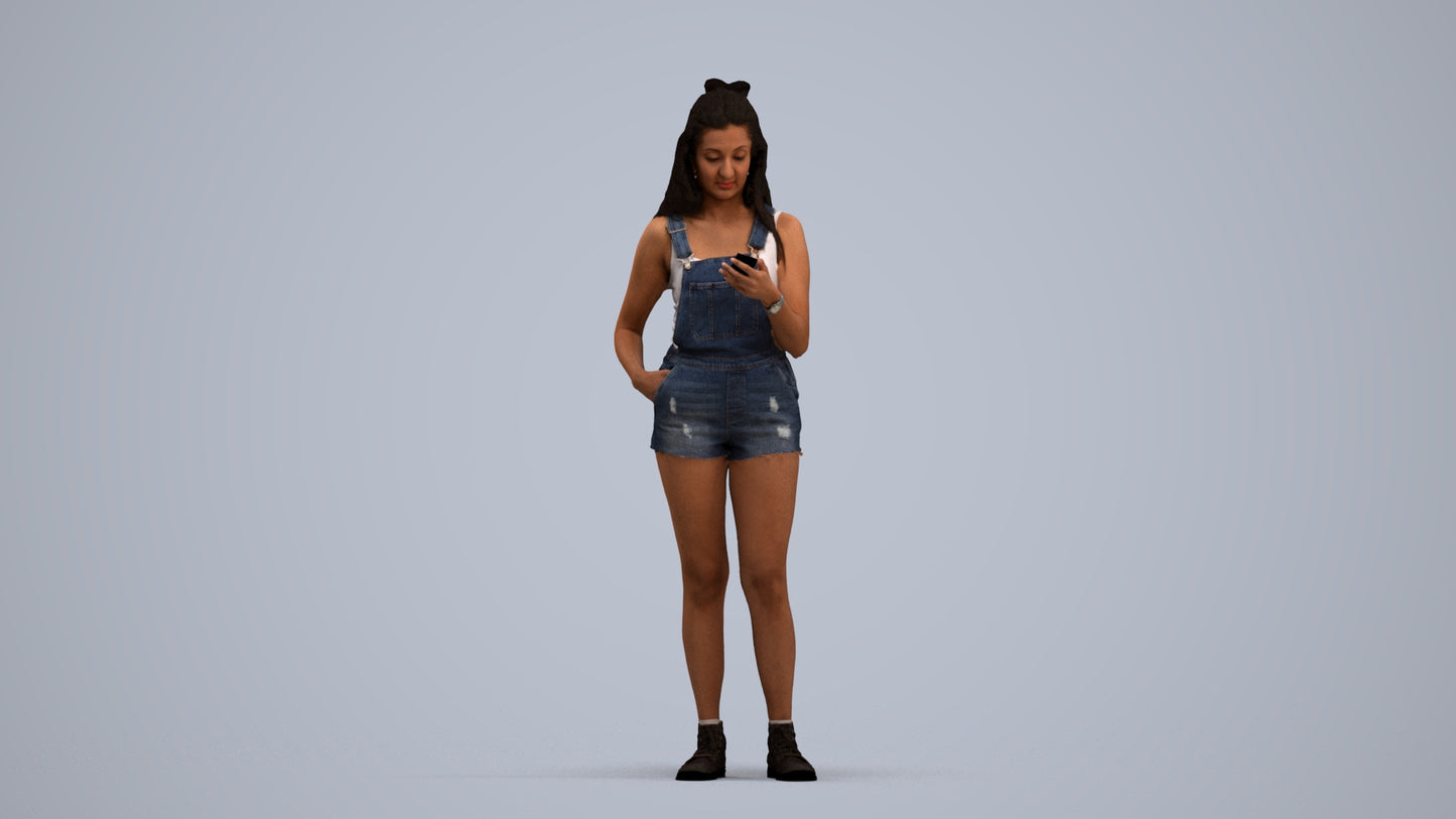 realistic 3D people woman casual standing, render-ready for V-Ray and Corona, FBX OBJ, standing pose render