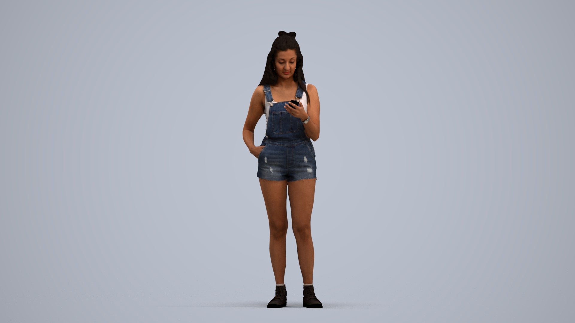 realistic 3D people woman casual standing, render-ready for V-Ray and Corona, FBX OBJ, standing pose render