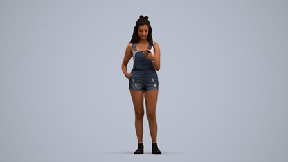 realistic 3D people woman casual standing, render-ready for V-Ray and Corona, FBX OBJ, standing pose render