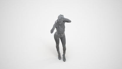 photogrammetry 3D woman casual standing, realistic human model archviz FBX, wireframe three-quarter view