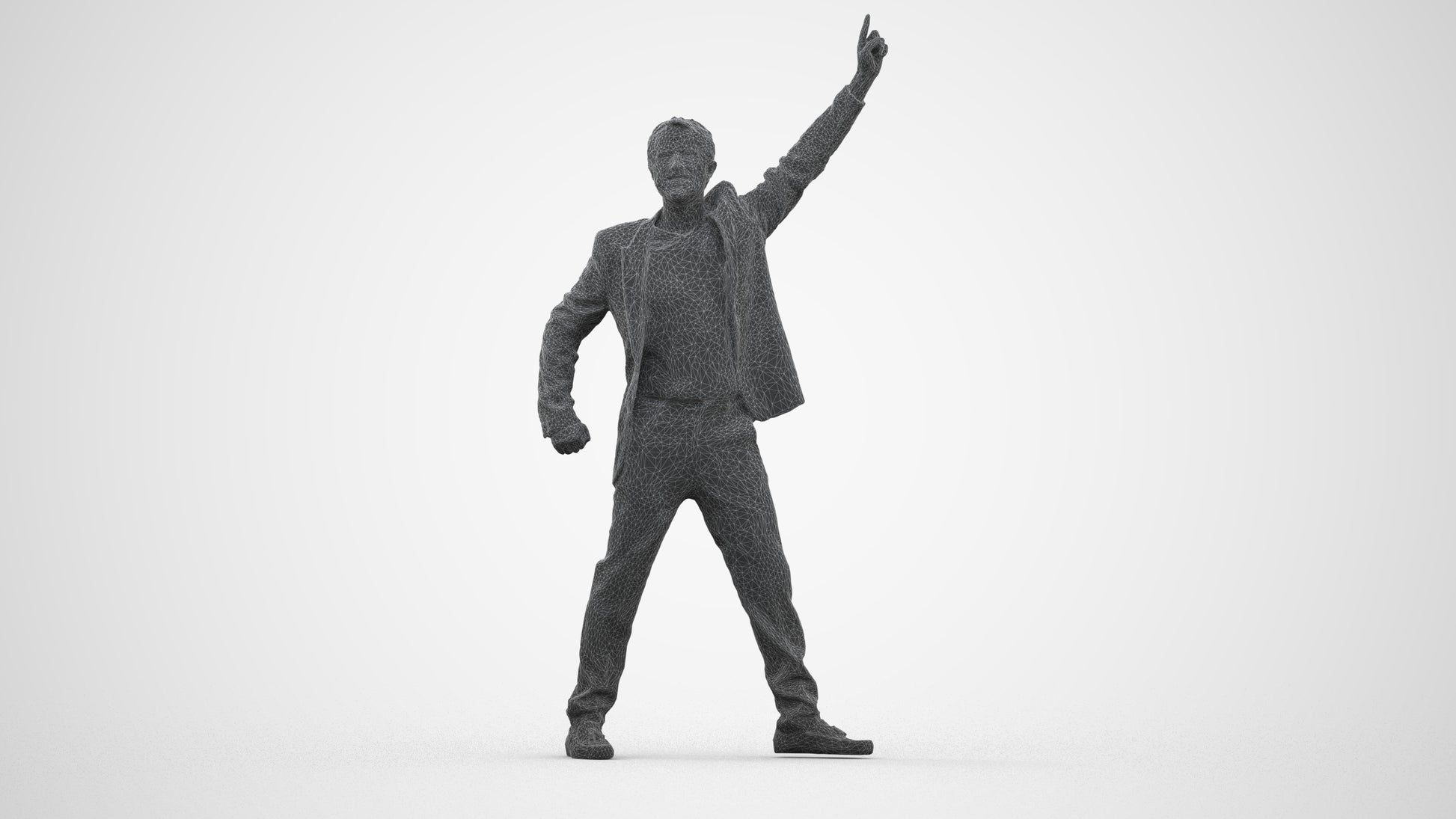 realistic 3D man formal dancing, scanned archviz people for Blender and 3ds Max, three-quarter front view render