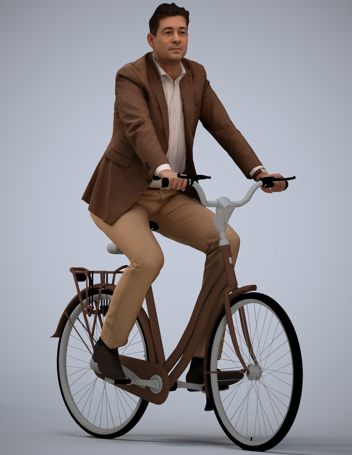 photogrammetry 3D man business cycling, realistic human model archviz FBX