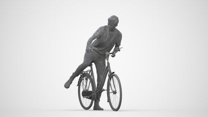 realistic 3D people man casual cycling, render-ready for V-Ray and Corona, FBX OBJ, wireframe back view