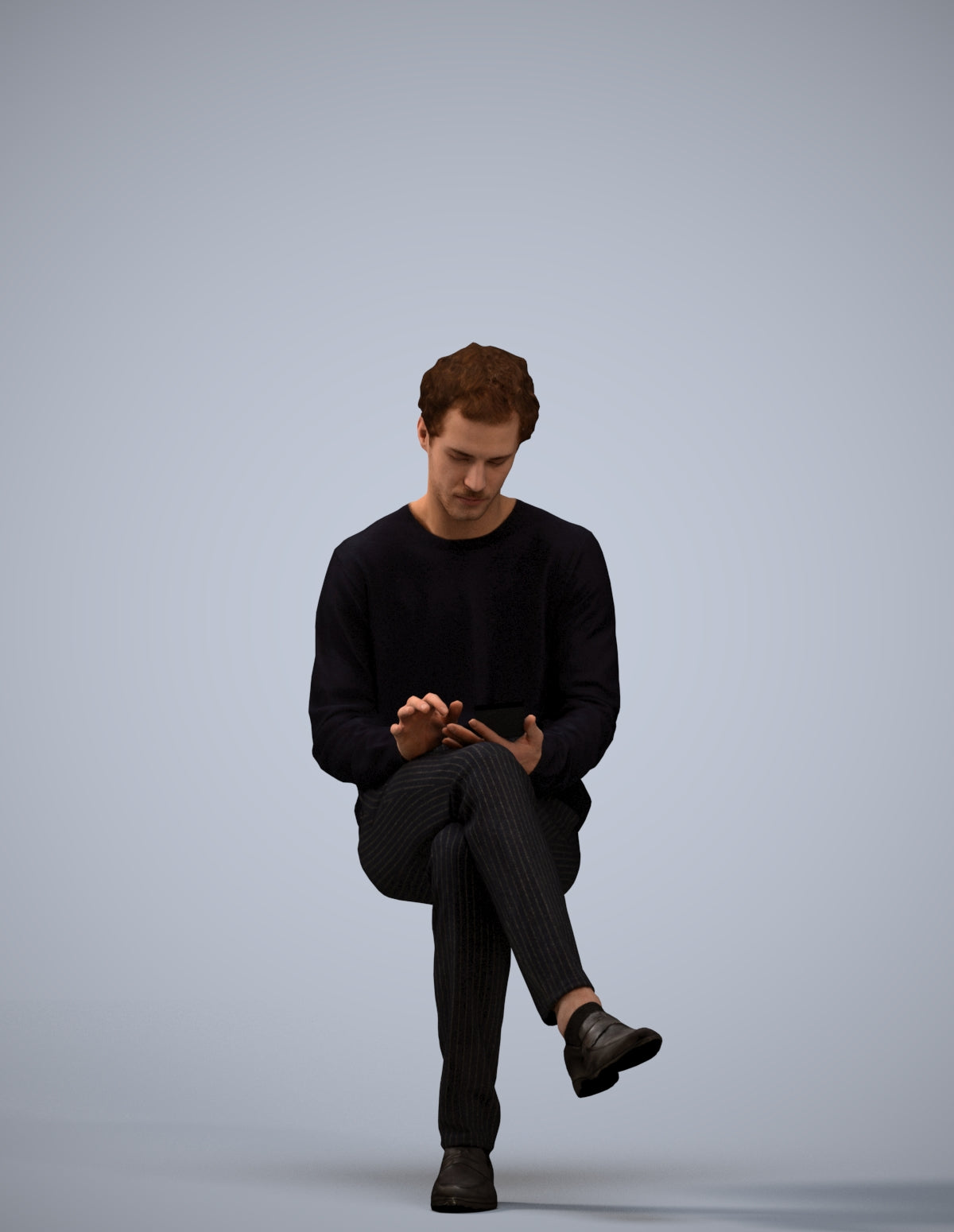 realistic 3D people man casual sitting, render-ready for V-Ray and Corona, FBX OBJ