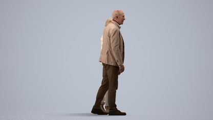 3D people model senior woman casual couple, scanned human for 3ds Max rendering, side view render
