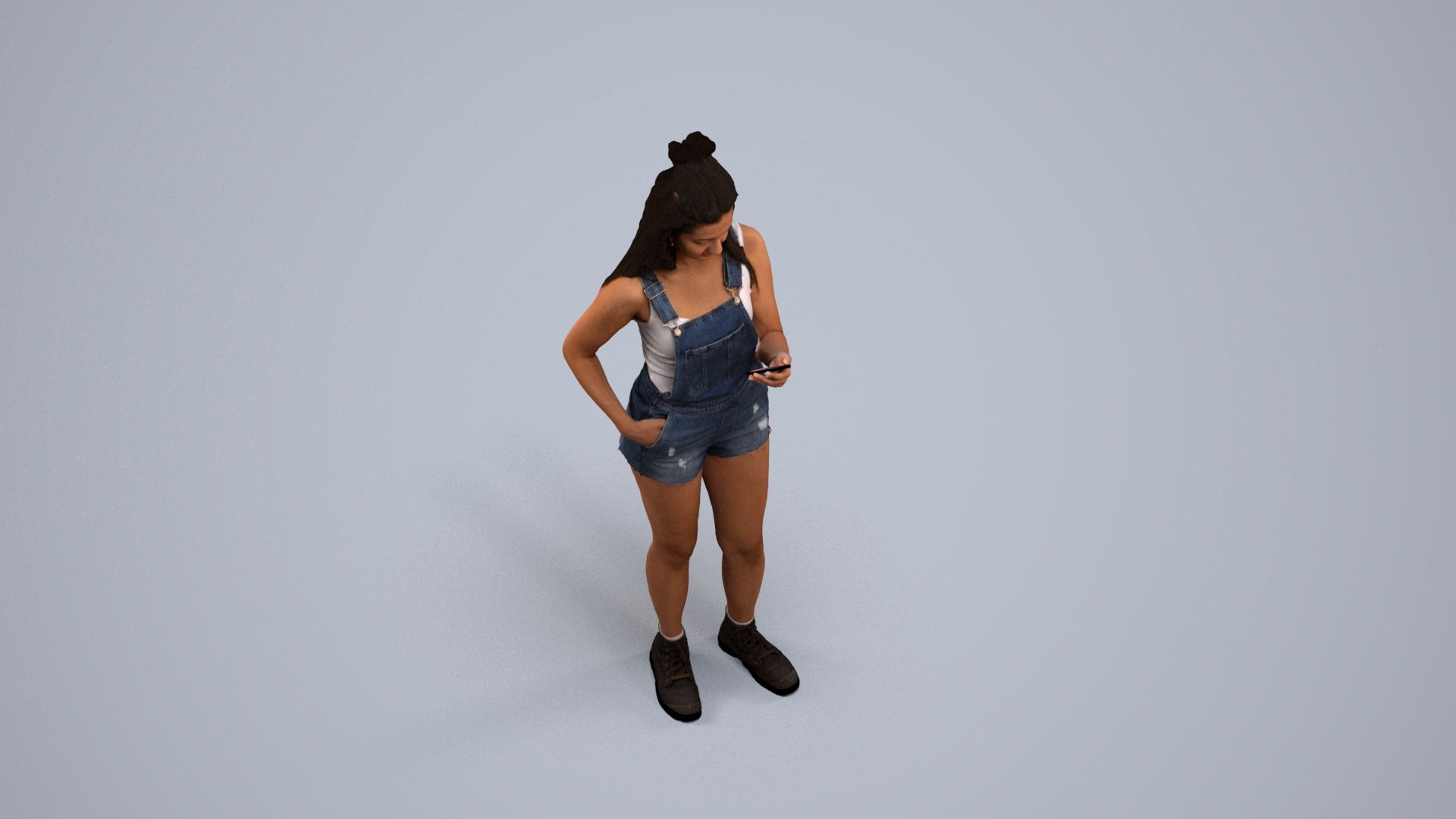 realistic 3D people woman casual standing, render-ready for V-Ray and Corona, FBX OBJ, back view render