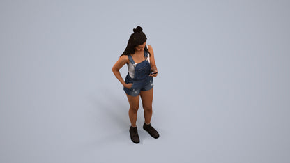 realistic 3D people woman casual standing, render-ready for V-Ray and Corona, FBX OBJ, back view render