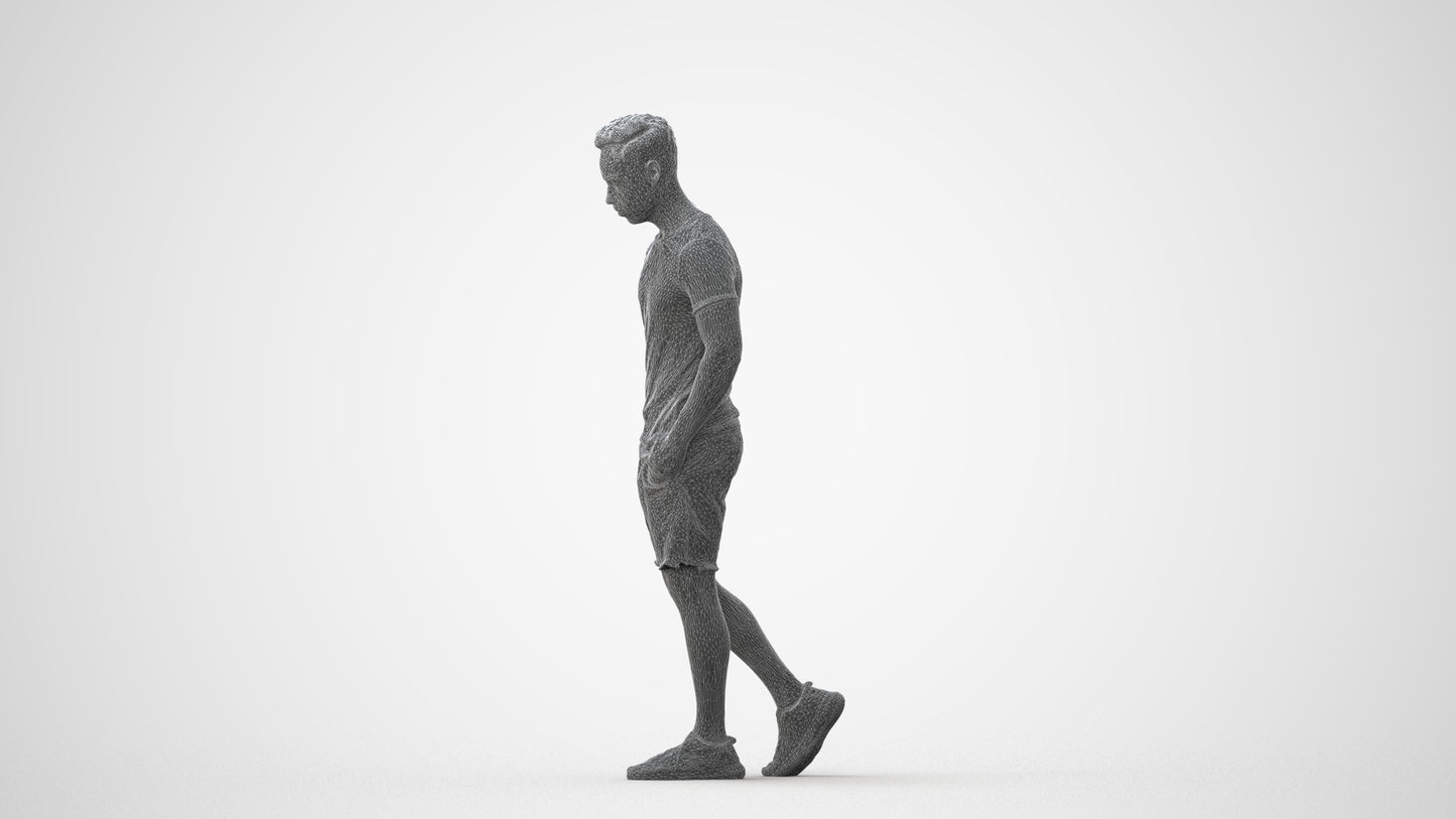 realistic 3D human man casual walking, archviz people FBX OBJ for Blender, square thumbnail