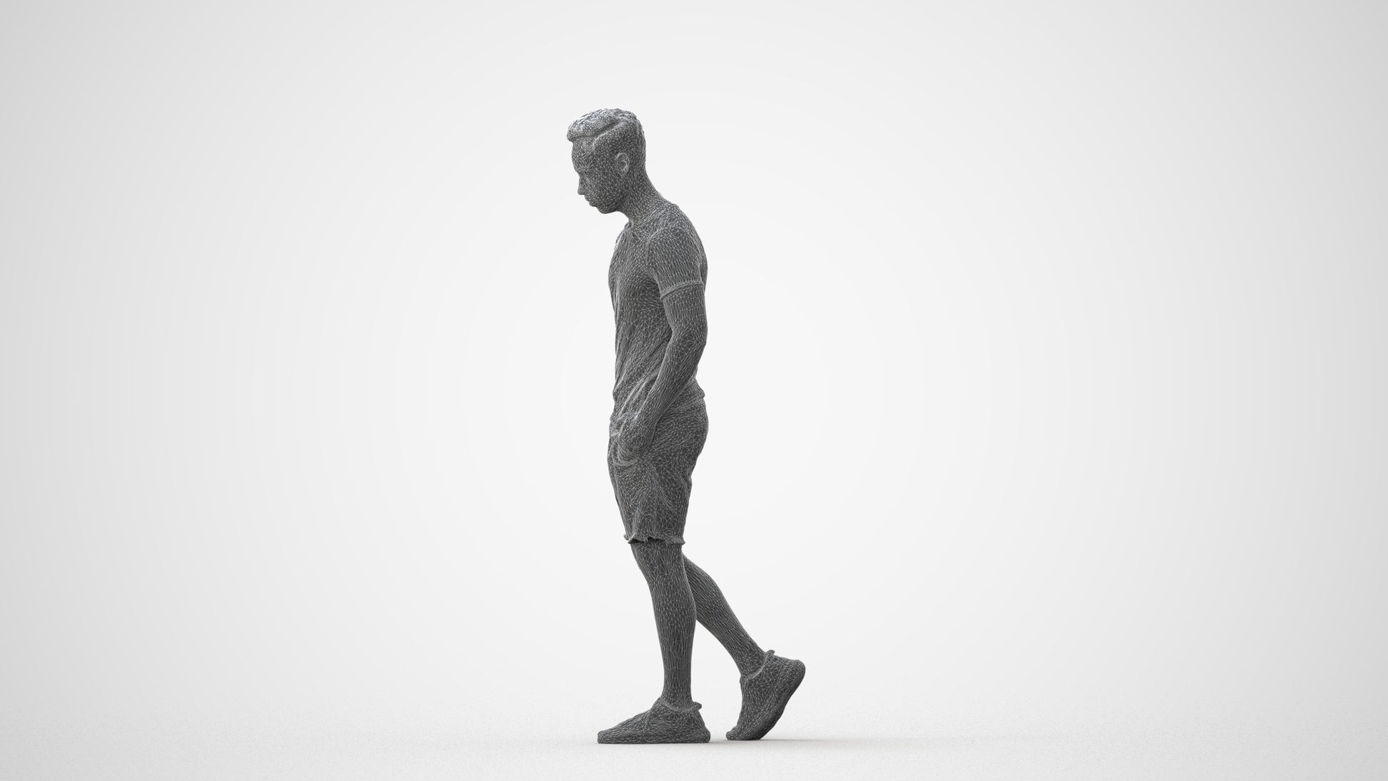 realistic 3D human man casual walking, archviz people FBX OBJ for Blender, square thumbnail
