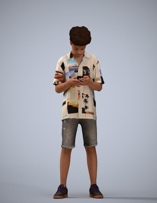 realistic 3D human boy casual kids, archviz people FBX OBJ for Blender