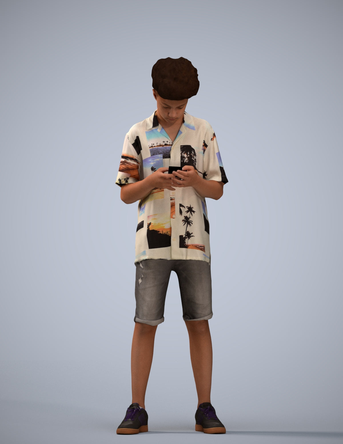 realistic 3D human boy casual kids, archviz people FBX OBJ for Blender