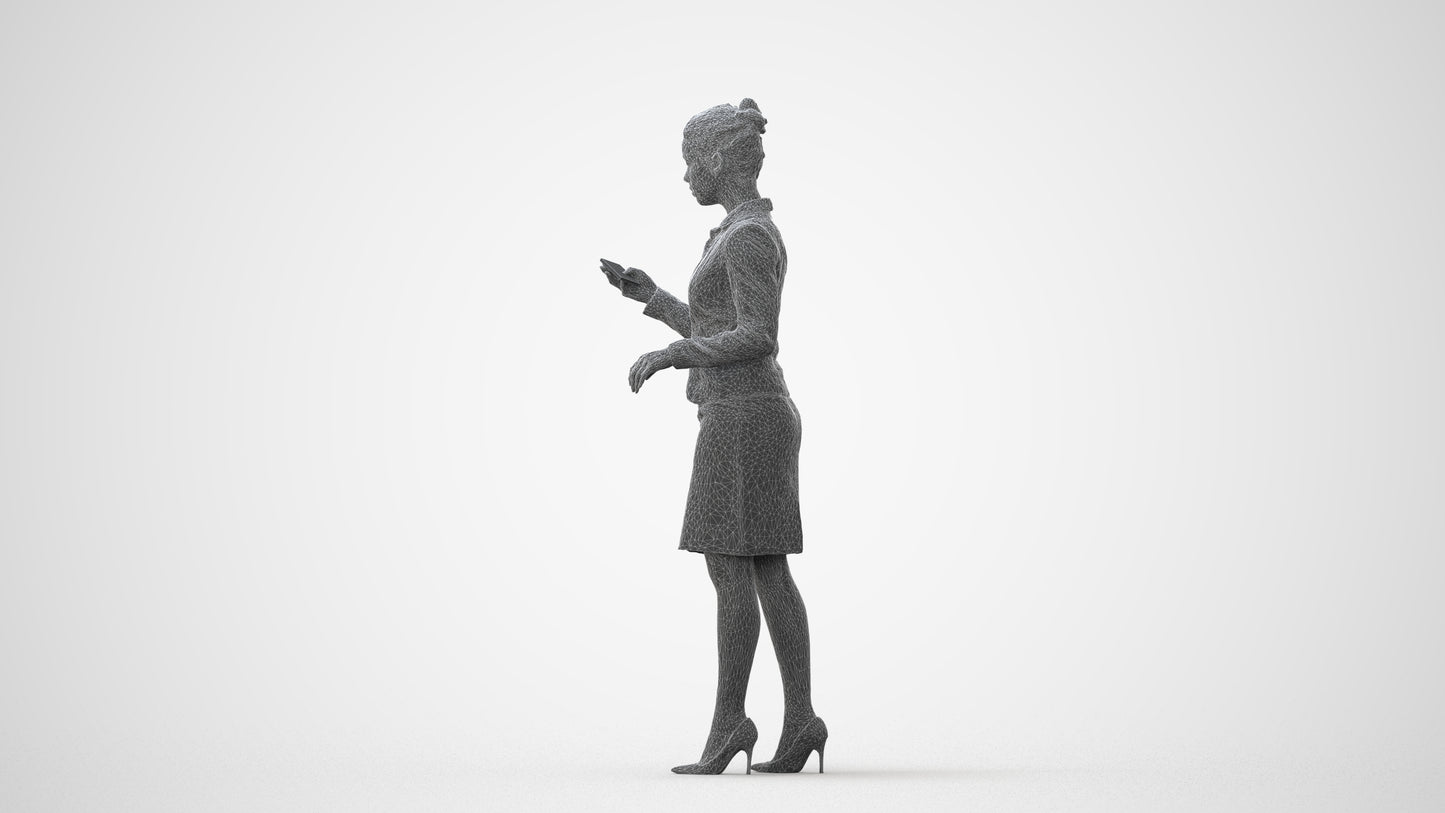 realistic 3D people woman business standing, render-ready for V-Ray and Corona, FBX OBJ, square thumbnail