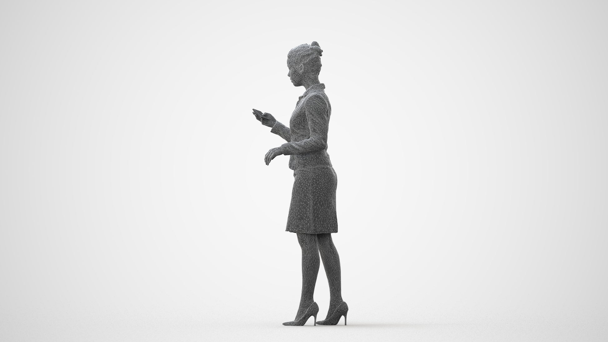 realistic 3D people woman business standing, render-ready for V-Ray and Corona, FBX OBJ, square thumbnail