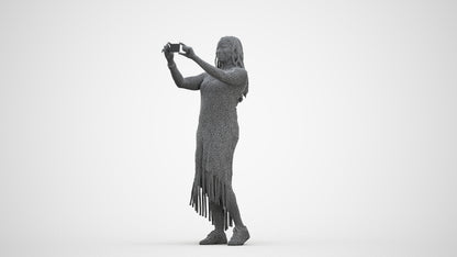 realistic 3D woman casual standing, scanned archviz people for Blender and 3ds Max, three-quarter front view render