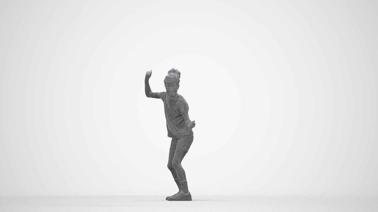 realistic 3D girl casual kids, scanned archviz people for Blender and 3ds Max, wireframe back view