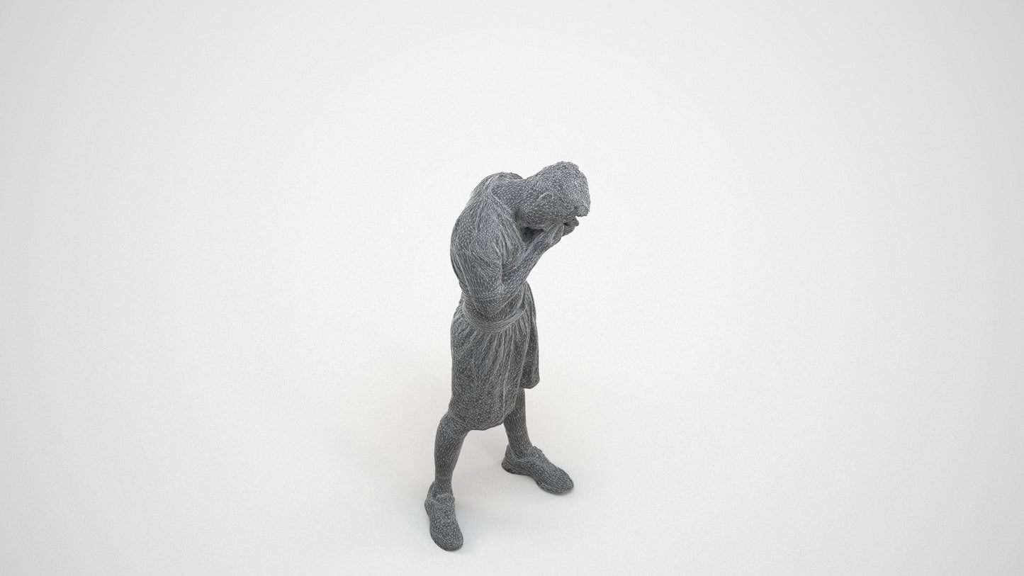 realistic 3D people man sport, render-ready for V-Ray and Corona, FBX OBJ, wireframe three-quarter view