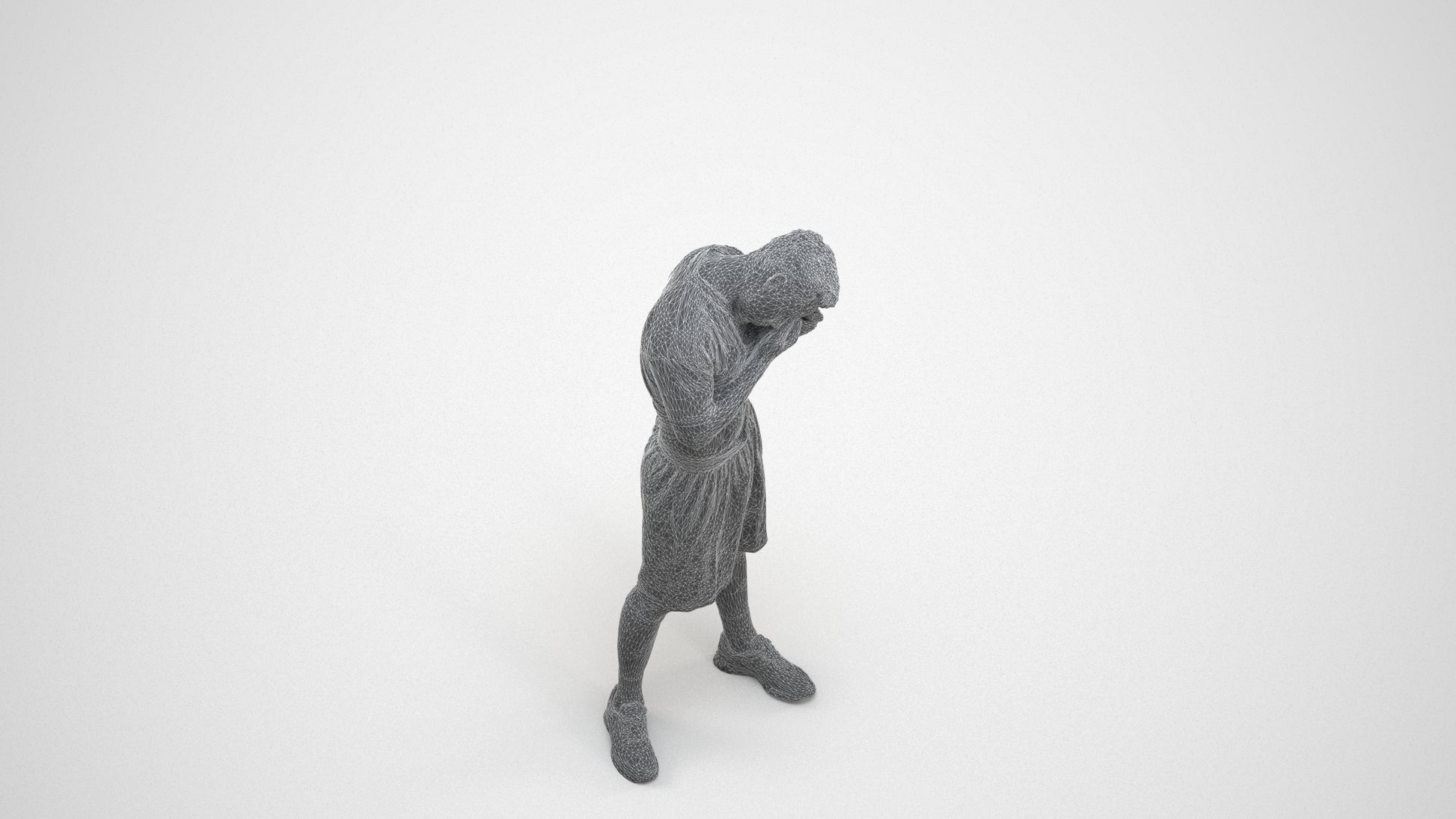 realistic 3D people man sport, render-ready for V-Ray and Corona, FBX OBJ, wireframe three-quarter view
