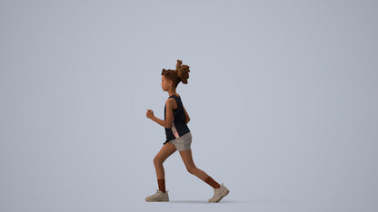 photogrammetry 3D girl sport kids, realistic human model archviz FBX, three-quarter view render