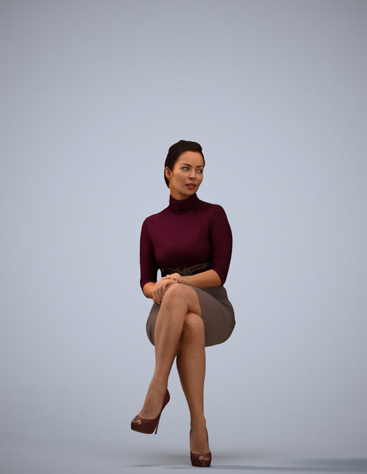 realistic 3D human woman business, archviz people FBX OBJ for Blender