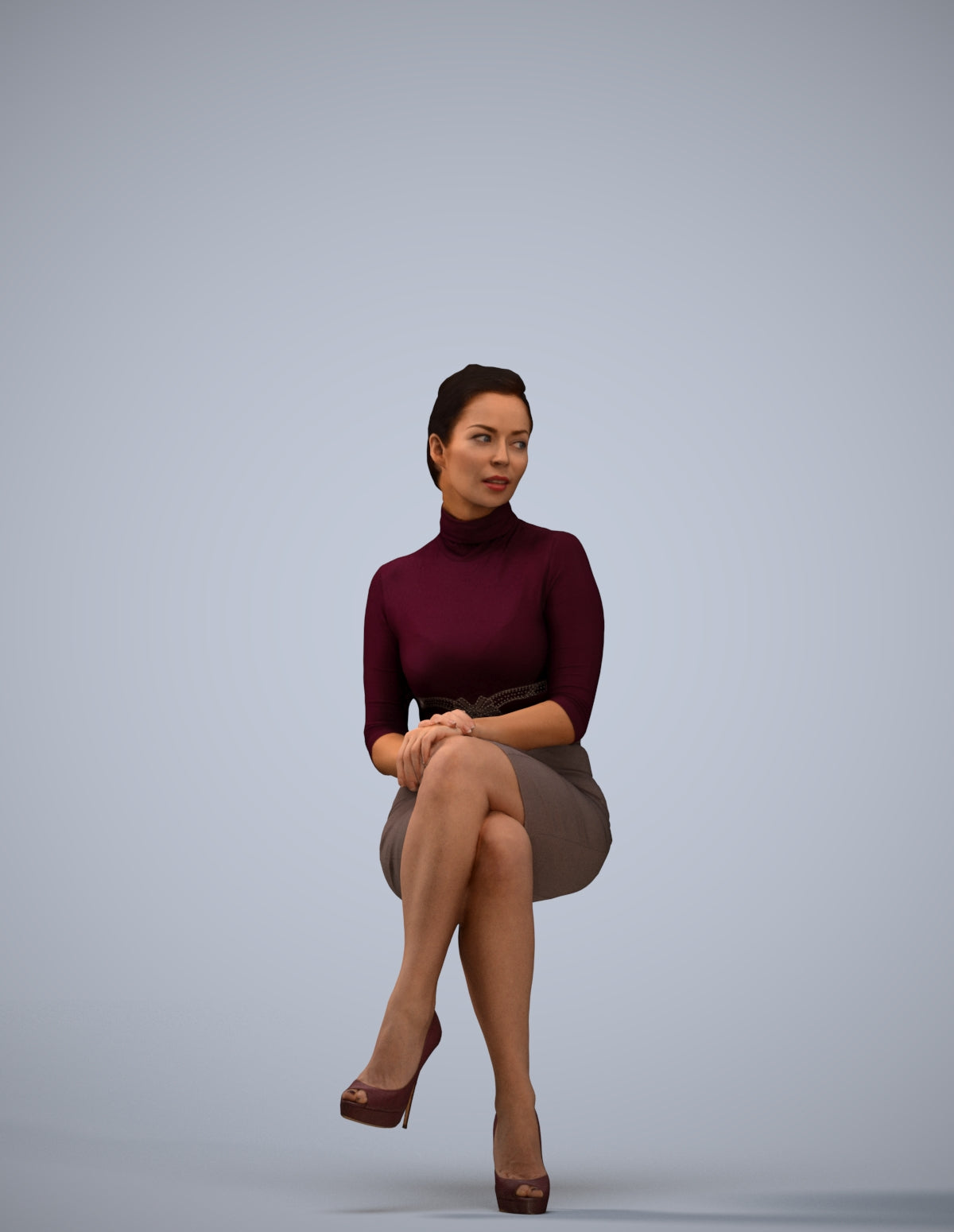 realistic 3D human woman business, archviz people FBX OBJ for Blender