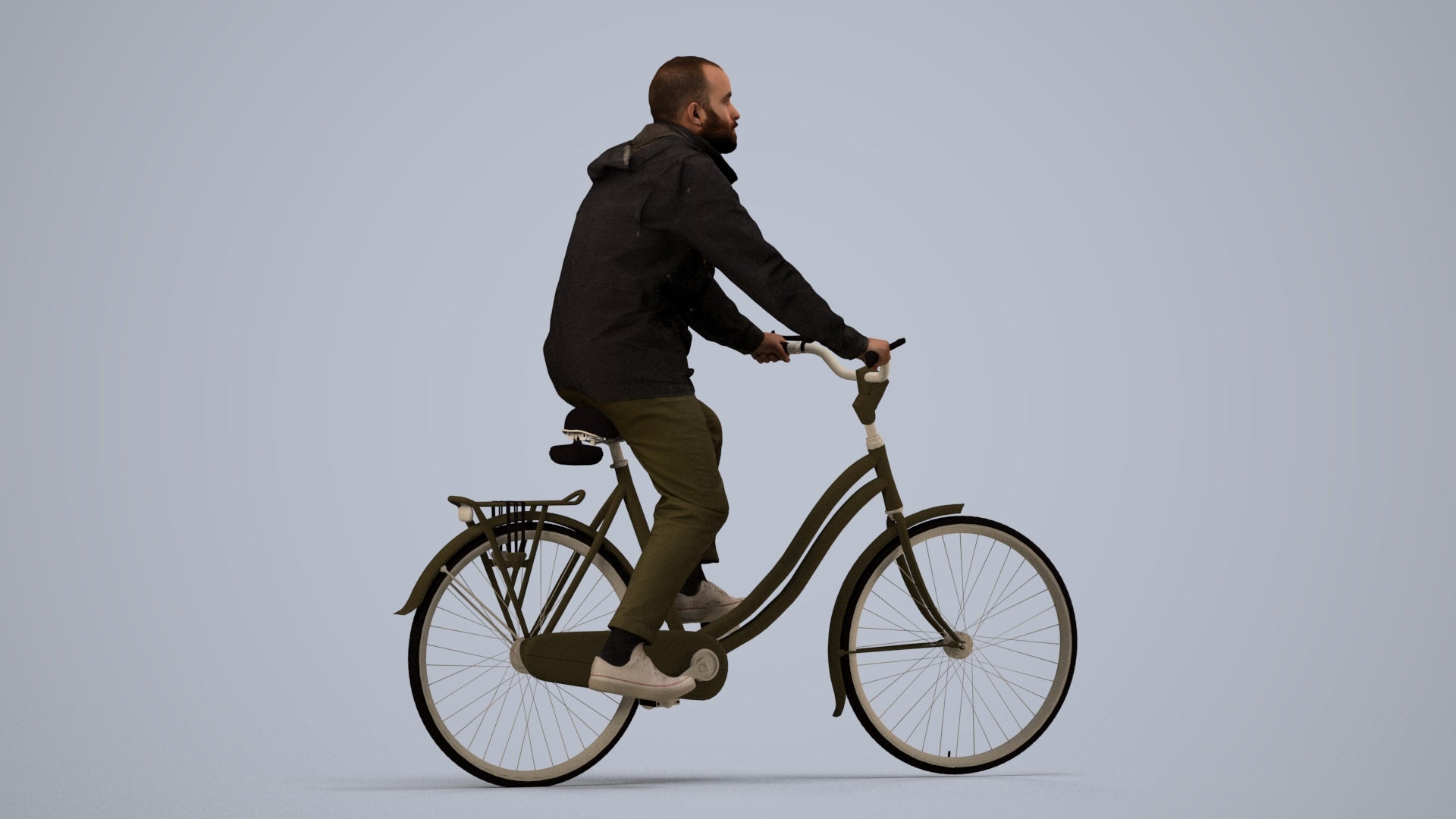 realistic 3D people man casual cycling, render-ready for V-Ray and Corona, FBX OBJ, side view render