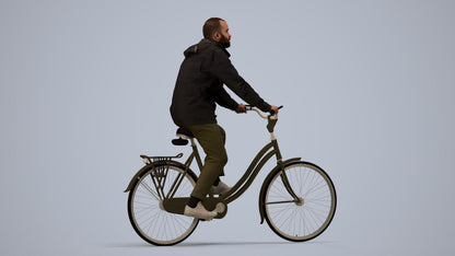 realistic 3D people man casual cycling, render-ready for V-Ray and Corona, FBX OBJ, side view render