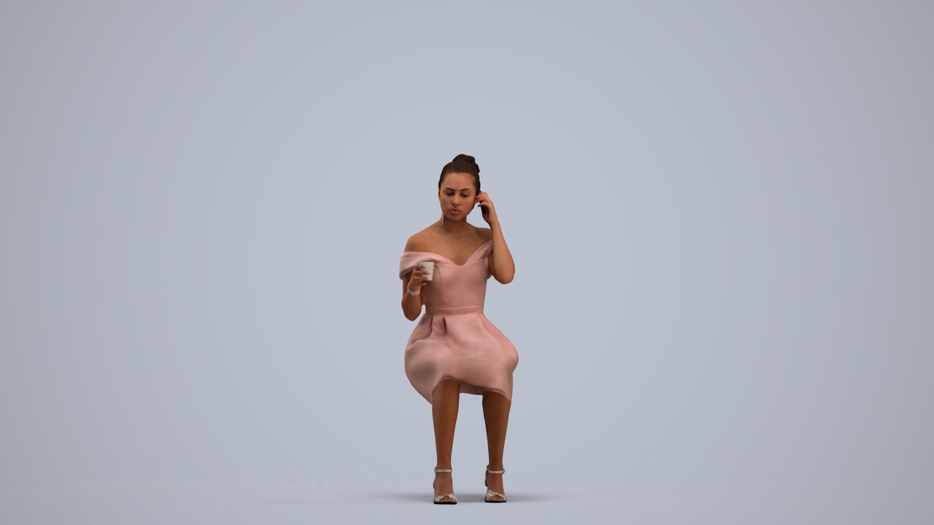 3D scanned woman formalaffairs formal, photorealistic archviz people for Enscape and SketchUp, standing pose render