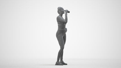 realistic 3D woman sport, scanned archviz people for Blender and 3ds Max, wireframe side view