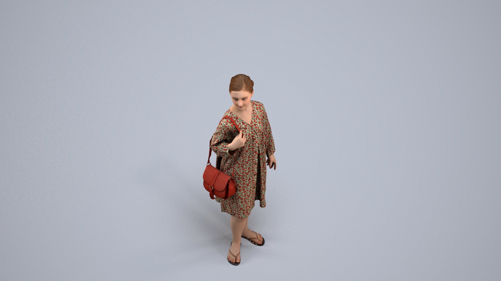 3D human model girl casual kids, photogrammetry scanned person for archviz, back view render