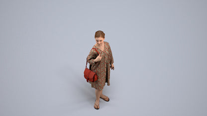 3D human model girl casual kids, photogrammetry scanned person for archviz, back view render
