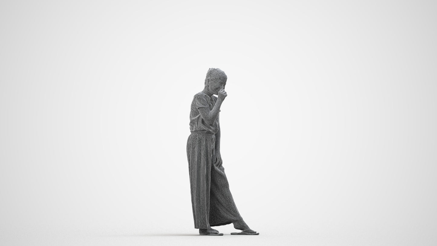 3D people model girl casual kids, scanned human for 3ds Max rendering, wireframe side view