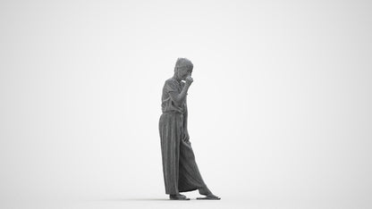 3D people model girl casual kids, scanned human for 3ds Max rendering, wireframe side view
