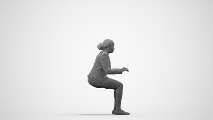 3D people model woman business sitting, scanned human for 3ds Max rendering, wireframe side view