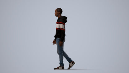 3D scanned boy kids casual, photorealistic archviz people for Enscape and SketchUp, three-quarter view render