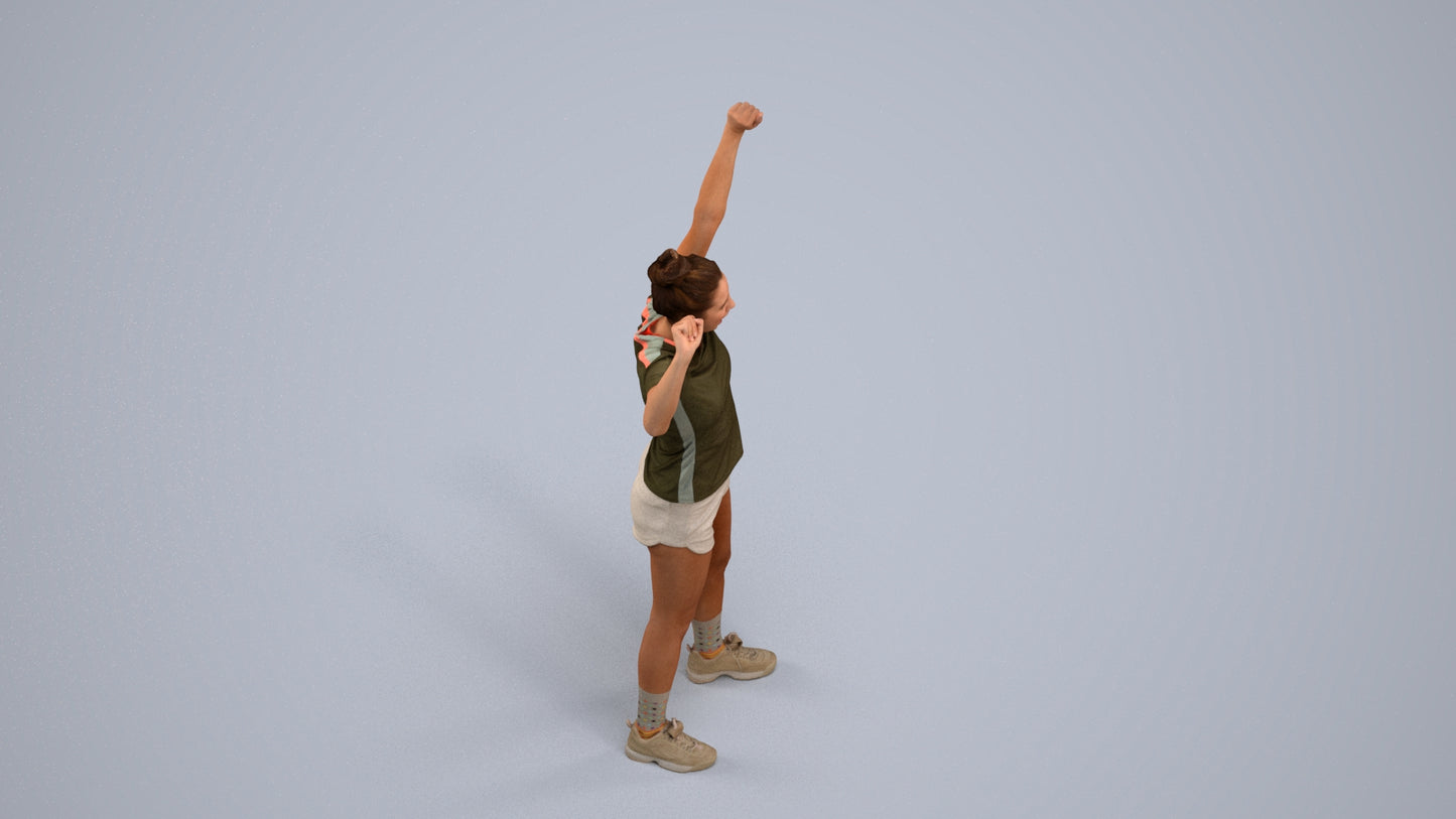 photogrammetry 3D woman sport, realistic human model archviz FBX, back view render