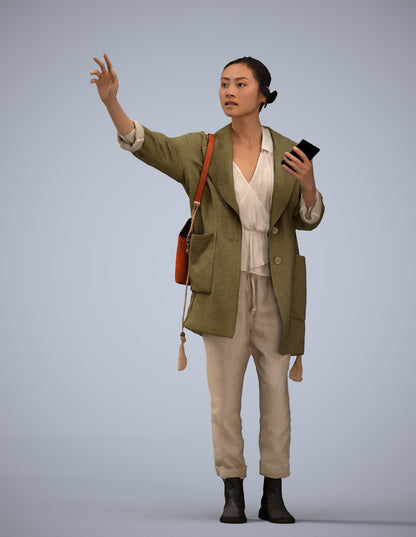3D people model woman casual standing, scanned human for 3ds Max rendering