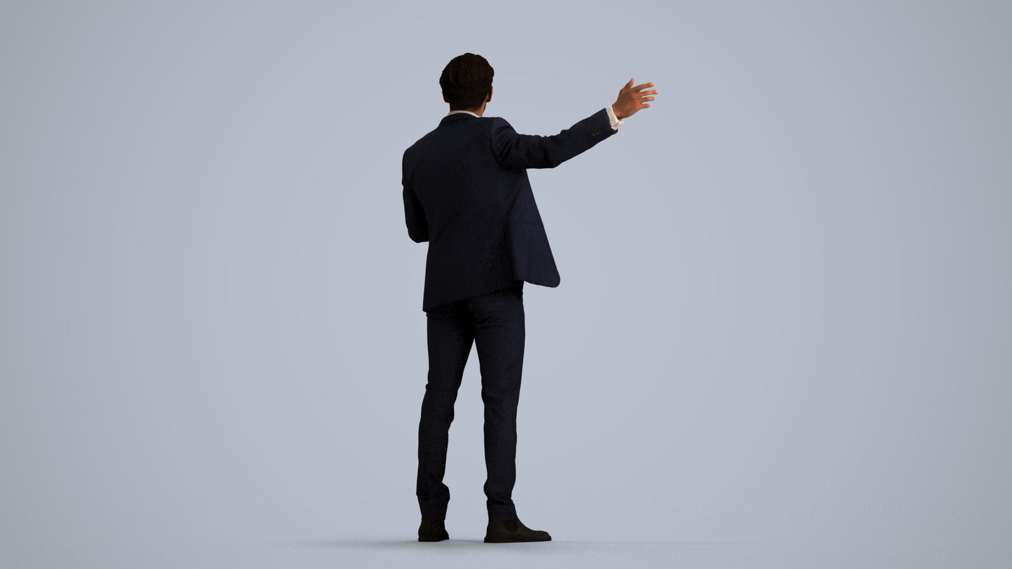 realistic 3D man business, scanned archviz people for Blender and 3ds Max, front view render
