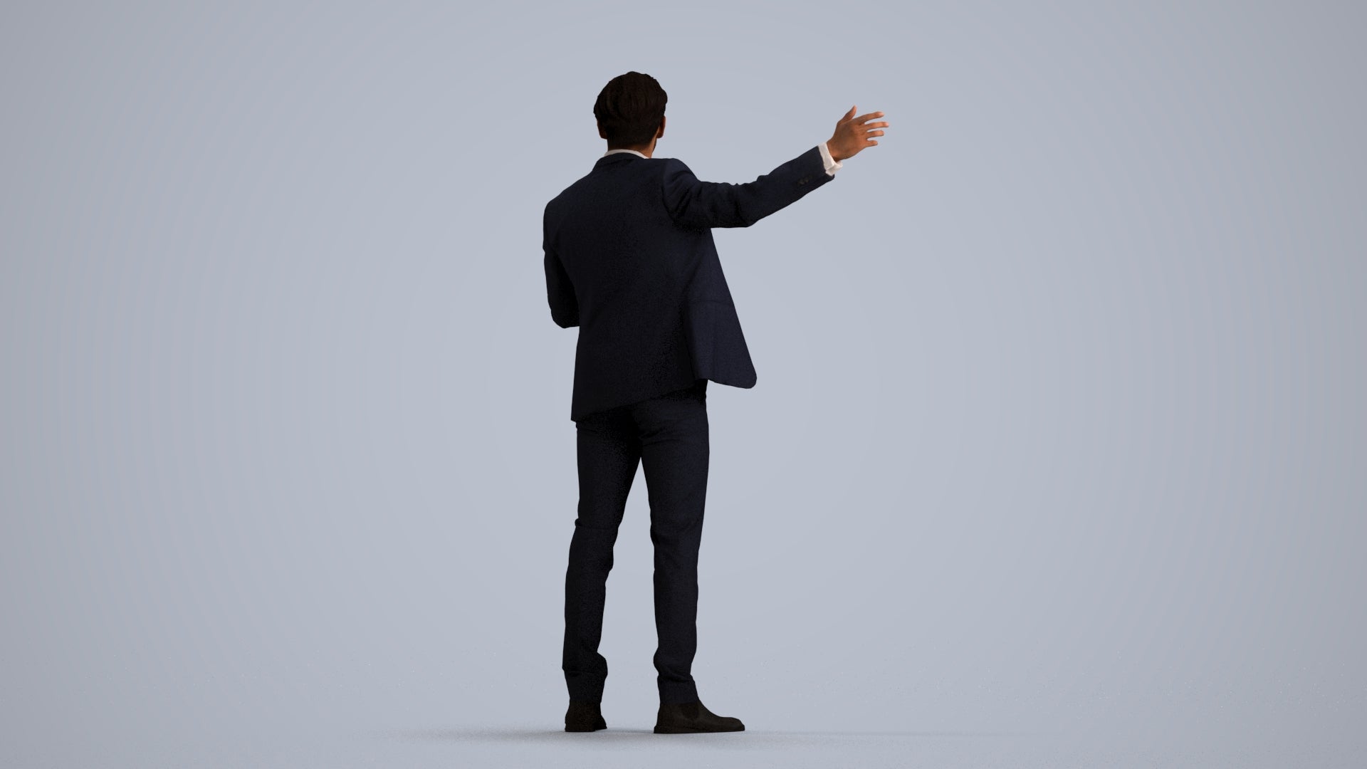 realistic 3D man business, scanned archviz people for Blender and 3ds Max, front view render