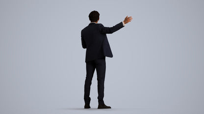 realistic 3D man business, scanned archviz people for Blender and 3ds Max, front view render