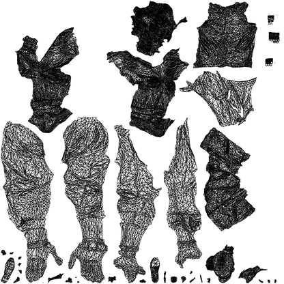 scanned 3D man casual cycling, photogrammetry people for Enscape and V-Ray, wireframe top-down view