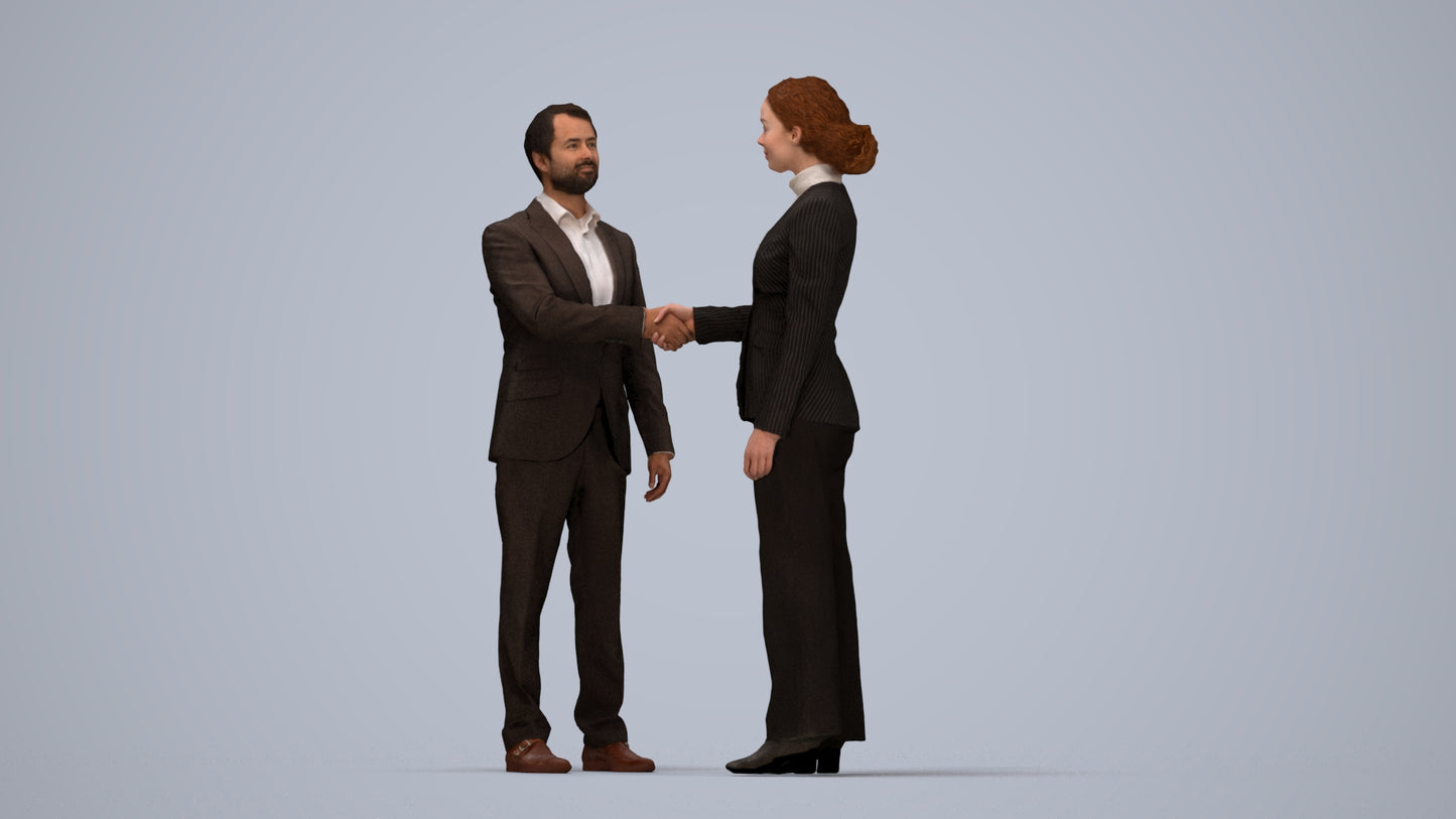 scanned 3D woman business, photogrammetry people for Enscape and V-Ray, top-down view render