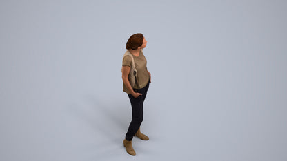 scanned 3D woman casual standing, photogrammetry people for Enscape and V-Ray, back view render